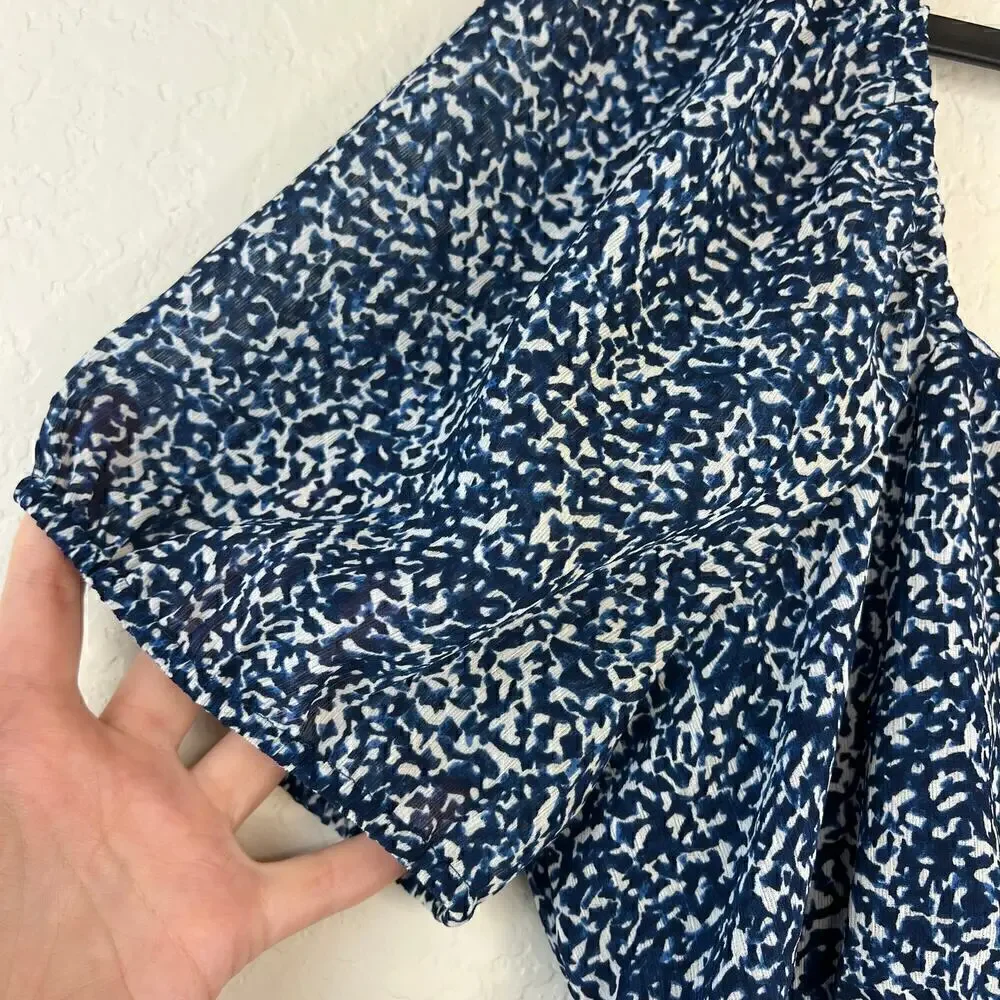 Madewell Blue Indigo Bengali Blockprint Chiffon Sweetheart Lined Blouse Size 2